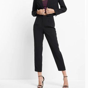 Express Super High Waisted Pleated Ankle Pant Black 4R